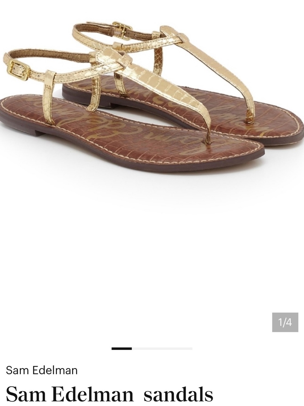 Sam Edelman Metallic Gold T-Strap Sandals